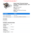thumbnail image 2 of Engine Coolant Thermostat Housing Assembly - Compatible with 2005 - 2019 Ford Escape 2006 2007 2008 2009 2010 2011 2012 2013 2014 2015 2016 2017 2018, 2 of 2