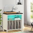 thumbnail image 6 of Large Record Player Stand, 230 Vinyl Record Storage Holder, Record Player Table with Power Outlet and LED Light, Record Storage Turntable Stand Wood Cabinet for Music Room,Office, 6 of 7
