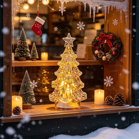 Dalxymotic Christmas Tree Shaped Lamp, Warm Ambiance Lamp Decor, Christmas Decor Indoor Outdoor, Holiday Party Family Gift, Party Table Light for Party, Table, Mantel, Desk