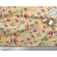 thumbnail image 2 of Soimoi Yellow Cotton Cambric Fabric Flower & Leaves Watercolor Print Fabric by the Yard 42 Inch Wide, 2 of 3
