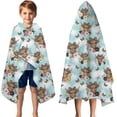 thumbnail image 3 of Blue Highland Cow Flower Butterfly Pattern Hooded Bath Towel，50"x30" for Ages 3 To 12 Kids, Quick Dry Lightweight Soft Microfiber Hood Beach Towel Cover Up for Kids, 3 of 7