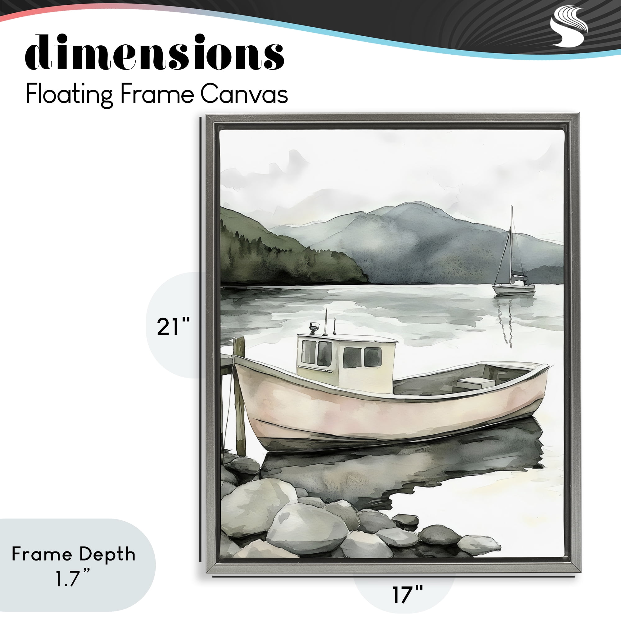 Stupell Industries Coastal Calm Docked Boat Gray Framed Floater Canvas Wall Art, design by Riley B