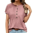 thumbnail image 1 of Cathalem Crop Tops pour Femmes Été Col Rond Manches Courtes Basiques Coupe Ample, Rose TTG, 1 of 5