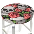 thumbnail image 3 of Naloa Skull and Roses Round Bar Stool Cushion Cover 12-14 inch, Fits Kitchen, Office, Restaurant Chairs - 12 inch, 3 of 7