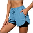 thumbnail image 5 of Mnuaqn Women Running Shorts Flowy Pleated Athletic Shorts Summer High Waisted Tennis Sporty Workout Gym Shorts (Sky Blue, M), 5 of 7