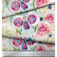 thumbnail image 2 of Soimoi Moss Georgette Fabric Skull,Rose & Anemone Flower Decor Fabric Printed Yard 42 Inch Wide, 2 of 3