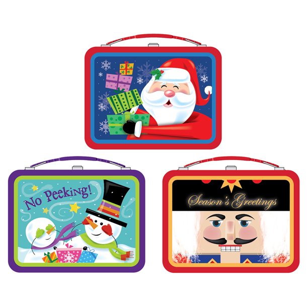 Small Lunch Box Holiday Christmas Metal Tin Box New 9743776 (1