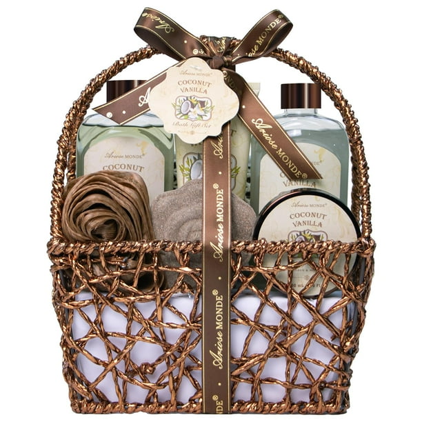 Set de baño para mujer con diseño de coco y vainilla ArioseMonde Gift Baskets