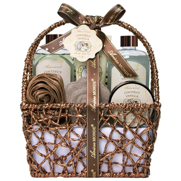 Set de baño para mujer con diseño de coco y vainilla ArioseMonde Gift Baskets