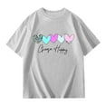 thumbnail image 5 of Kids Girls Shirts Age 10-12 Casual Loose Short Sleeve Cute Cartoon Print T-Shirt Soft Comfy Cotton Summer Clothes(Heart, Grey, 13 -14 Years), 5 of 6