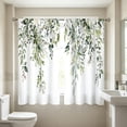 thumbnail image 6 of 2 Panels Kitchen Window Curtains, Cafe Bathroom Window Short Curtain, Sage Green Eucalyptus Print, Semi Sheer Light Filtering, Kitchen & Cafe Bathroom Decor - 27.5X47'', 6 of 7