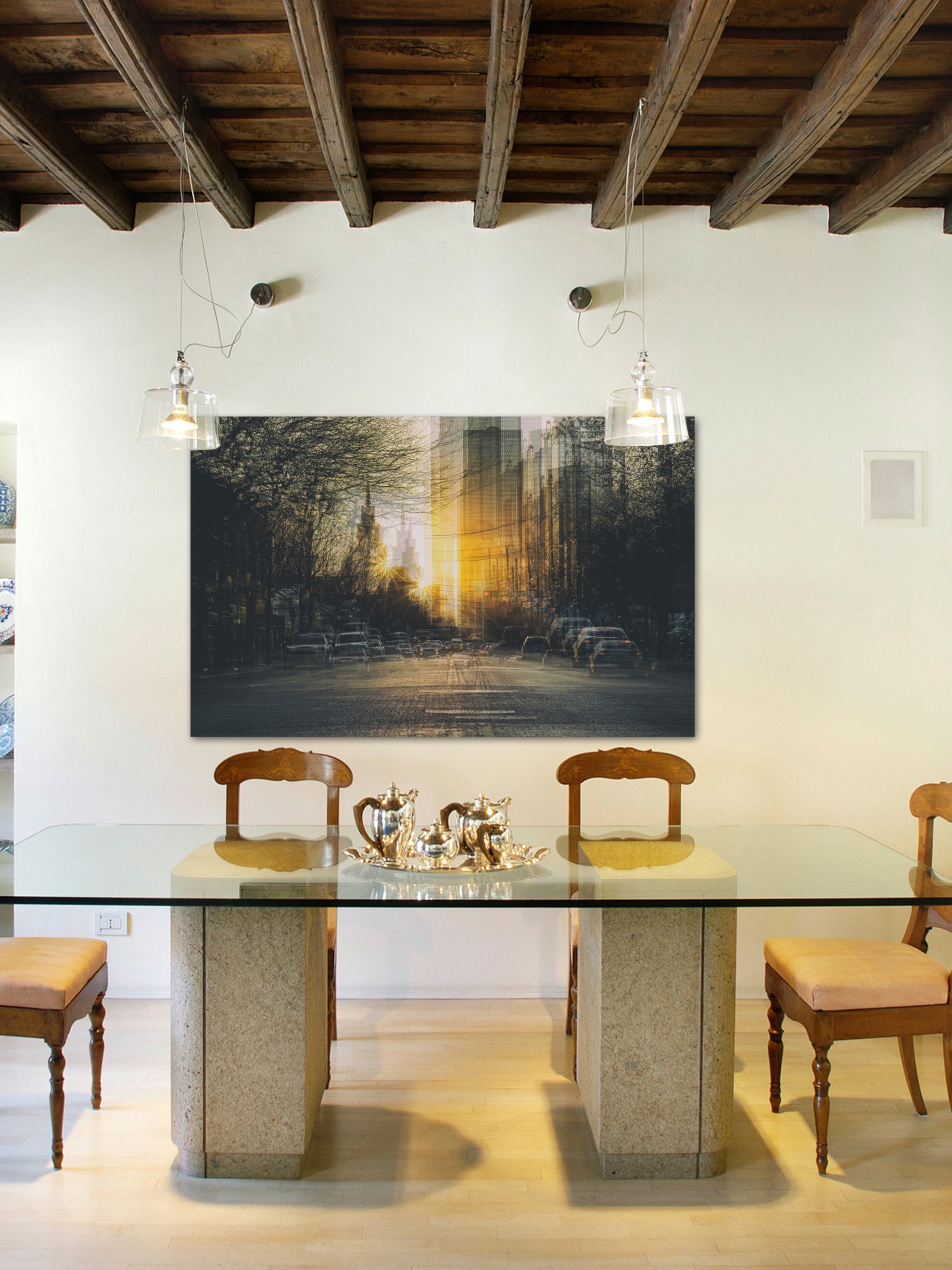 "Twilight in the City" Painting Print on Wrapped Canvas