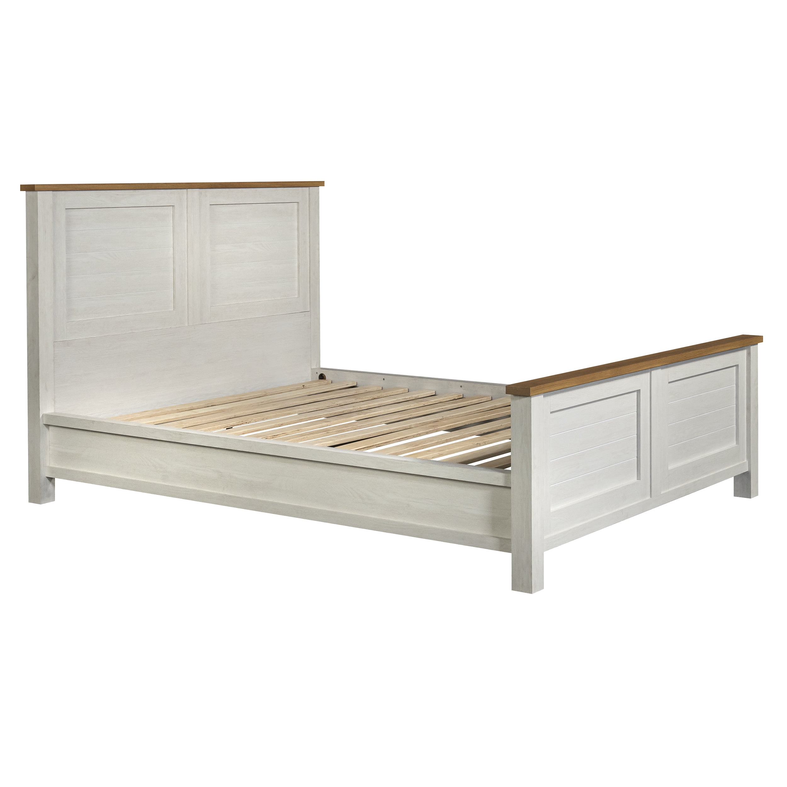 Better Homes & Gardens Modern Farmhouse Queen Platform Bed, Alabaster and Light Honey Finish