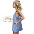 thumbnail image 3 of qolati Girls Dresses with Shorts Casual Summer Spaghetti Straps One-Piece Romper Casual Sleeveless Sport Mini Dresses with Pockets for Kid 5-15 Years, 3 of 7