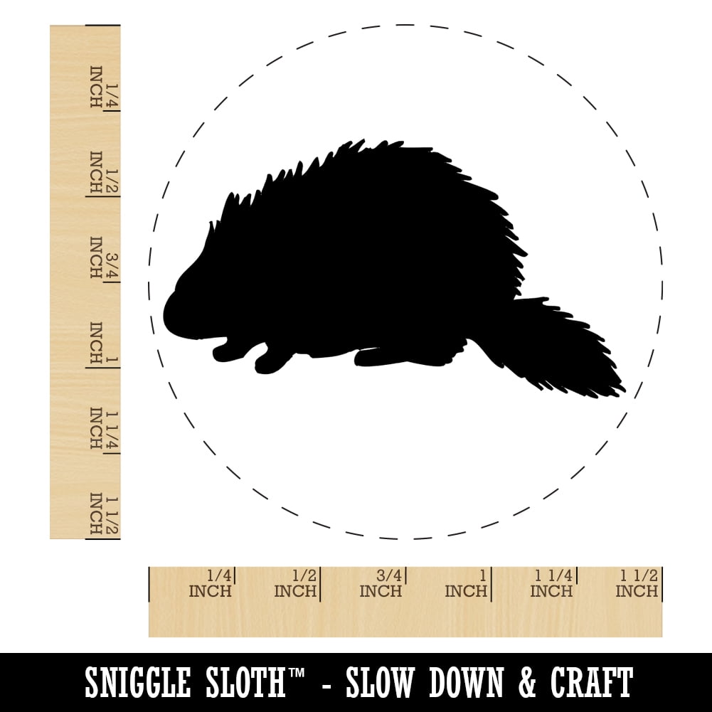 Porcupine Solid Self-Inking Rubber Stamp Ink Stamper - Black Ink - Large 1-1/2 Inch
