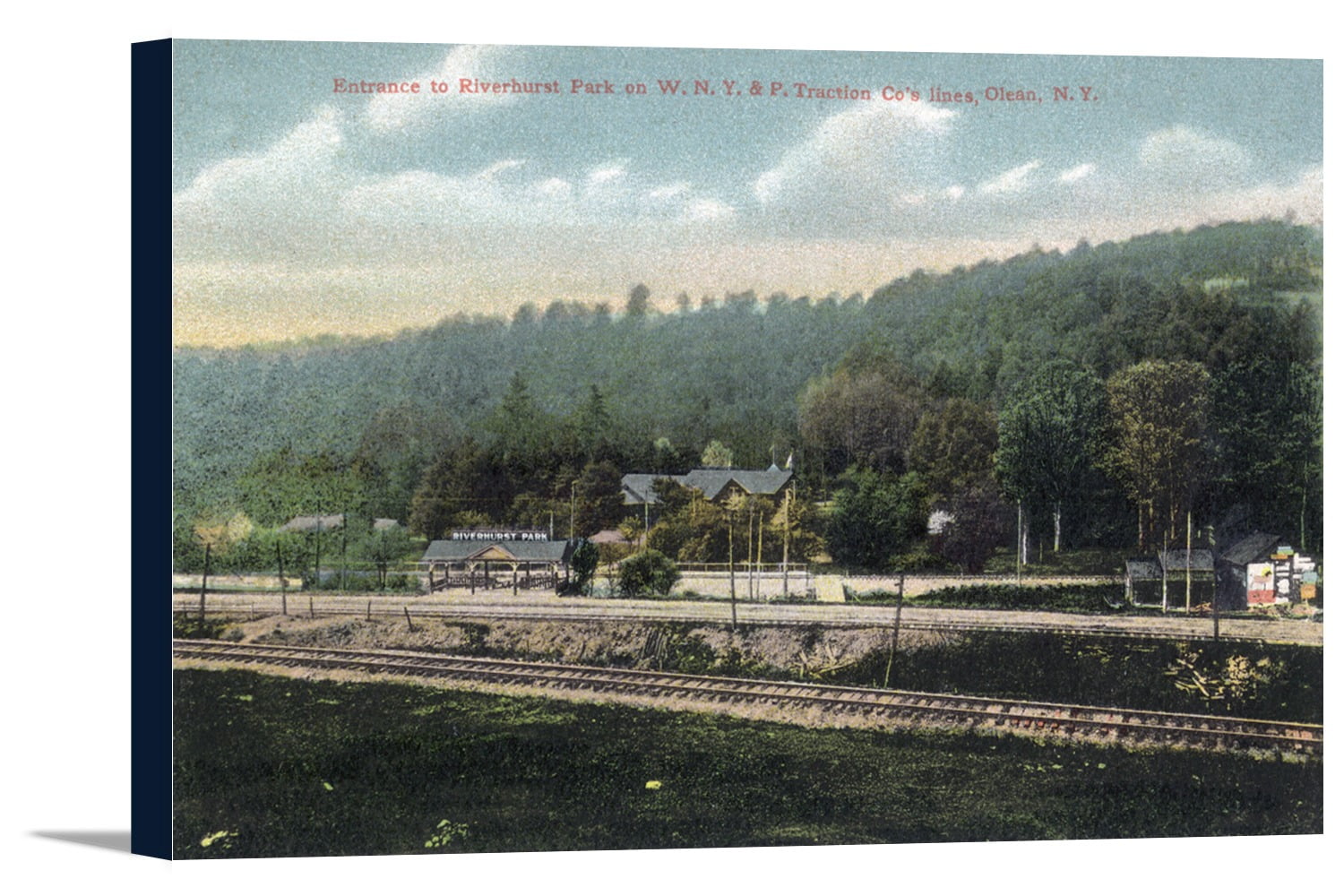 Olean, New York WNY&P Railroad Lines; Riverhurst Park Entrance Scene (18x11.75 Gallery Wrapped