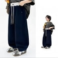 thumbnail image 2 of SJLDQY Girls Wide Leg Pants High Waisted Sweatpants for Girls Casual Elastic Drawstring Waist Baggy Pants with Pockets, 2 of 4