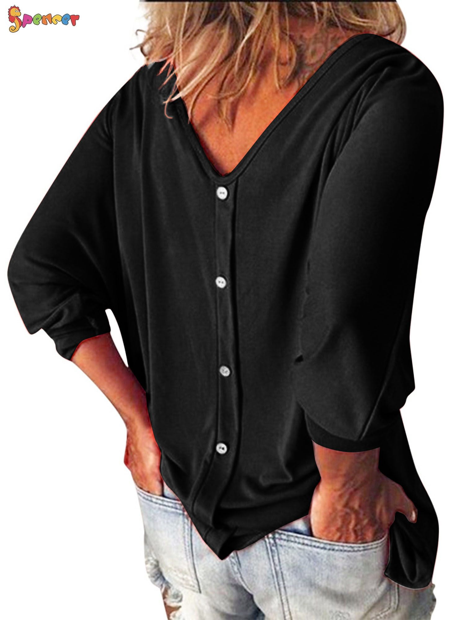 Download Spencer - Spencer Women's Plus Size 3/4 Sleeve V Neck ...