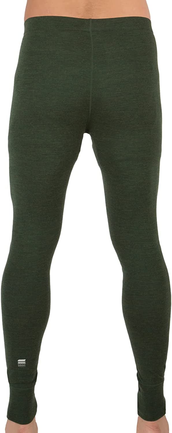 MERIWOOL Mens Base Layer 100% Merino Wool Thermal Pants Army Green 