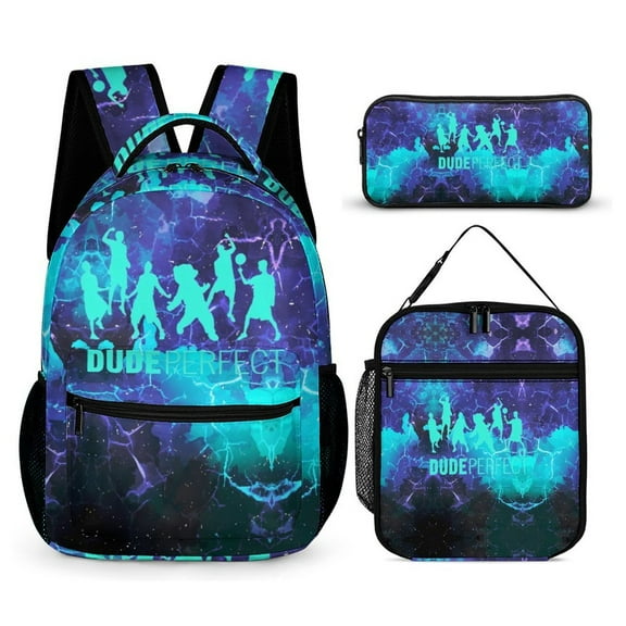 PerFect-Dude Backpack Set, Large Capacity Computer Bag with Lunch Box And Pencil Case, Student Backpack for Men And Women