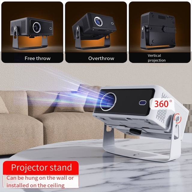 Desktop Projector Stand with 360 Degree Rotateing Mount Adjustable for Home and Offices Projector Holder White