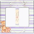 thumbnail image 2 of Metal Light Switch Wall Plate Outlet Cover (2 Teddy Bears With Love Heart Balloon Flower Purple Stripes - Double Rocker), 2 of 2