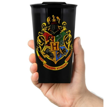 Ceramic Coffee Travel Mugs Harry Potter Travel Coffee & Tea Mug – Ceramic Black with Colorful Hogwarts Motto, 13.5oz - A Novelty Gift for Slytherin & Griffindor Potterheads ()