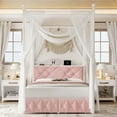 thumbnail image 4 of Homfa Full Size Upholstered Metal Canopy Bed, 2 Drawers Storage Platform Bed with Charging Ports, Pink, 4 of 6