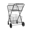 thumbnail image 5 of Extra Jumbo Shopping Cart,2 Layers Grocery Cart on Wheels, Foldable Utility Shopping Carts with Double Basket and 360° Rolling Swivel Wheels, 5 of 9