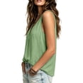 thumbnail image 5 of ClodeEU Women's V Neck Sleeveless Tank Top,Casual Loose Summer Camisole Blouse Green,Women's Plus M, 5 of 7