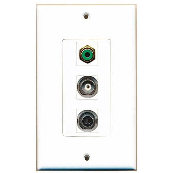 RiteAV - 1 Port RCA Green and 1 Port 3.5mm and 1 Port BNC Decorative Wall Plate Decorative