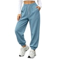 thumbnail image 3 of Women Solid Jogger Sweatpants Sevevn Elastic Drawstring High Waist Relaxed Fit Trousers With Side Pockets, Varied Solid Color Choices For Gym Training Home Lounging And Everyday Casual Outfits, 3 of 7