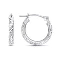 thumbnail image 3 of Tilo Jewelry 14K White Gold Round Hoop Earrings with Diamond-Cut Engraving for Women, Men, Unisex | 13mm - 0.5 Inch, 3 of 8