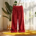 thumbnail image 4 of Qingpeng Womens Plush Warm Long Pants Elastic High Waist Wide Leg Trousers Thick Cozy Fall Winter Casual Pants for Women, 4 of 5