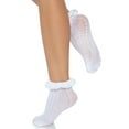thumbnail image 4 of Leg Avenue Zig Zag Crochet Lace Top Anklet Socks Ruffle Cuff Ankle Sock Hosiery For Women, 4 of 5