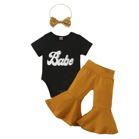 

Long Sleeve Baby Girl Pajamas Toddler Girls Summer Letter Prints Short Sleeve Tops Bell Bottom Pants With Headband 3 Piece Suit Outfits Boys Elephant Pajamas