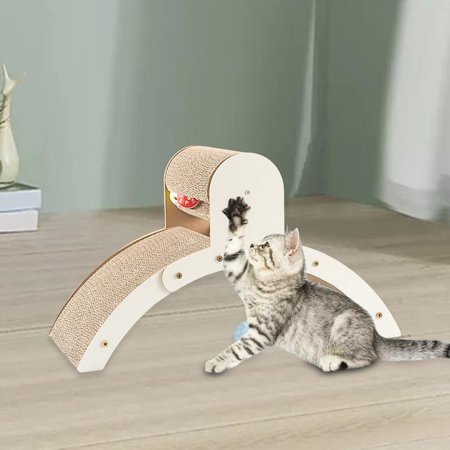 Arch Bridge Cat Scratching Board Corrugated Eco Friendly Versatile Stable Sturdy Furniture Protector for Cats to Play, Scratch, Stretch White Size L