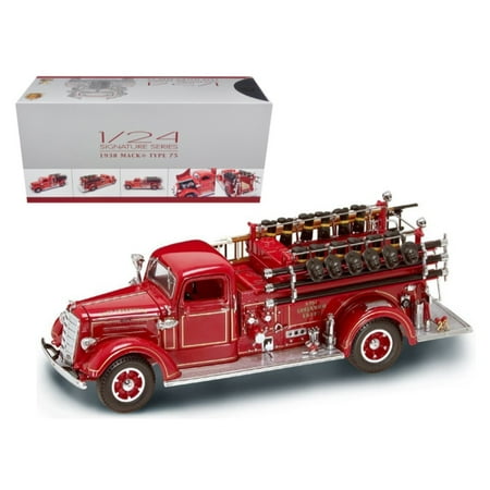 1938 Mack Type 75 Fire Engine Red with Accessories 1/24 Diecast Model Truck by Road Signature