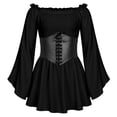 thumbnail image 2 of YUNLIUU Girls Off the Shoulder Pirate Dresses with Sash Two Piece Set Halloween Outfits for Girls,4-5 Years,2-Black, 2 of 6