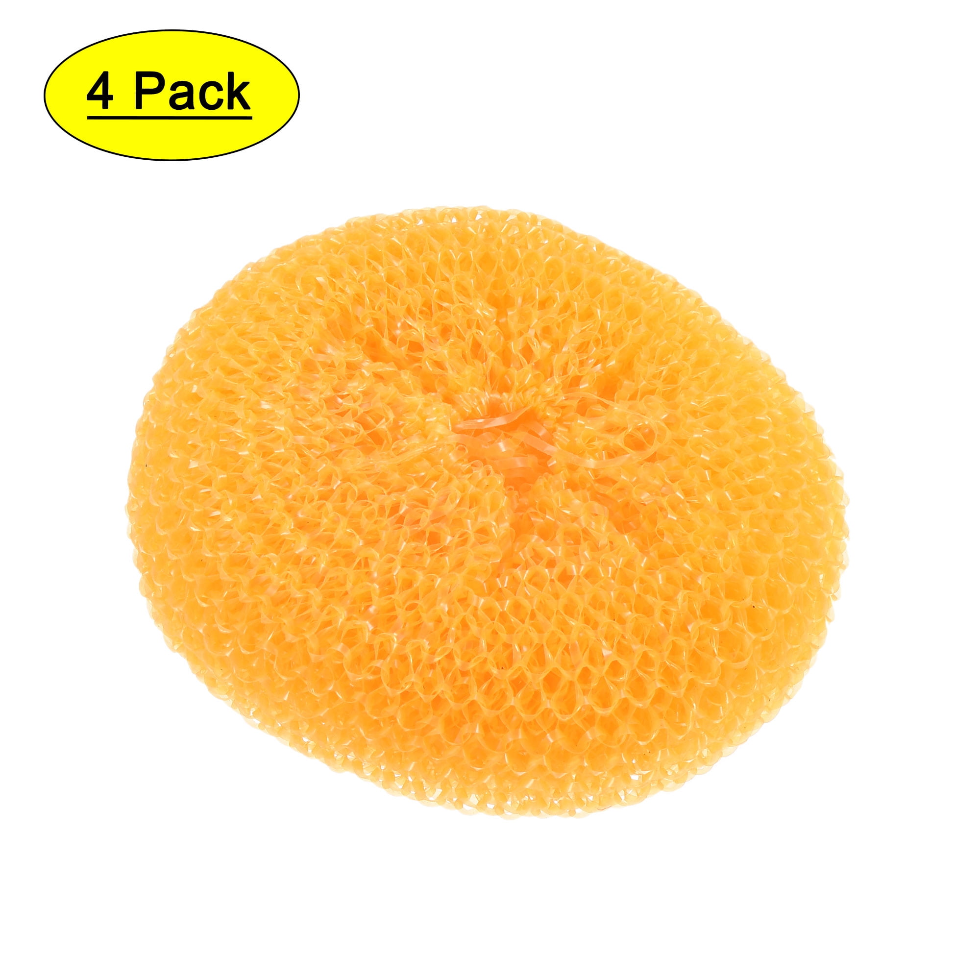 Uxcell Orange Plastic Wire Round Ball Bowl Dish Washing Scrubber 4pcs Yellow