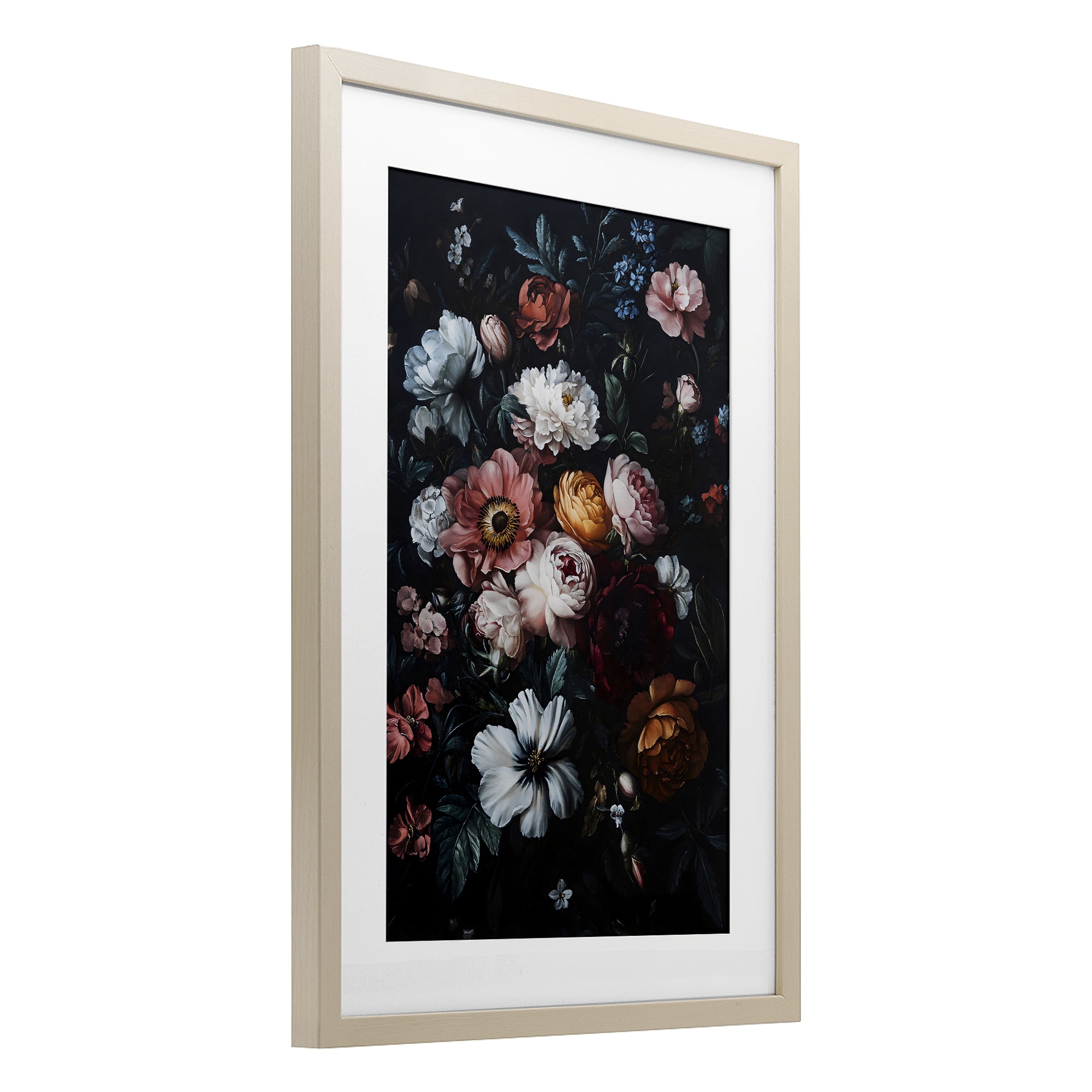 Stupell Industries Midnight Garden Velvet Florals Birch Framed Print Under Glass, design by Creative Studio