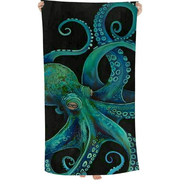 PHYHOO Octopuses Microfiber Beach Towel, Large Oversized Beach Towel Lightweight Quick Dry Soft Absorbent Bath Towel, Sand Free Towel for Swimming Travel Sports 30x60in