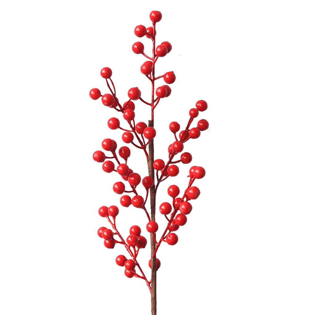 Floral Home Red Artificial Red Holly Berry Stem 24pcks