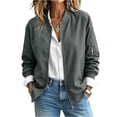 thumbnail image 4 of RongHuan Jacket for Womens Casual Zip Up Ribbed Long Sleeve Fall Coat Lightweight Bomber Jackets with Pockets, 4 of 7