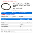 thumbnail image 2 of Automatic Transmission Filter O-Ring - Compatible with 2009 - 2015 Toyota Venza 2010 2011 2012 2013 2014, 2 of 2