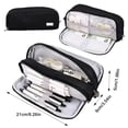 thumbnail image 2 of Large Capacity Pencil Case 3 Compartment Pouch Pen Bag Black, 2 of 4