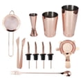 thumbnail image 1 of Kit de Barman, 11 Pcs/ensemble Outils de Shaker Multifonction en Acier Inoxydable, Tasse à Cocktail, Pince à Glace, Passoire, Passoire, Verseur de Vin, Cuillère de Mélange [Or Rose], 1 of 9