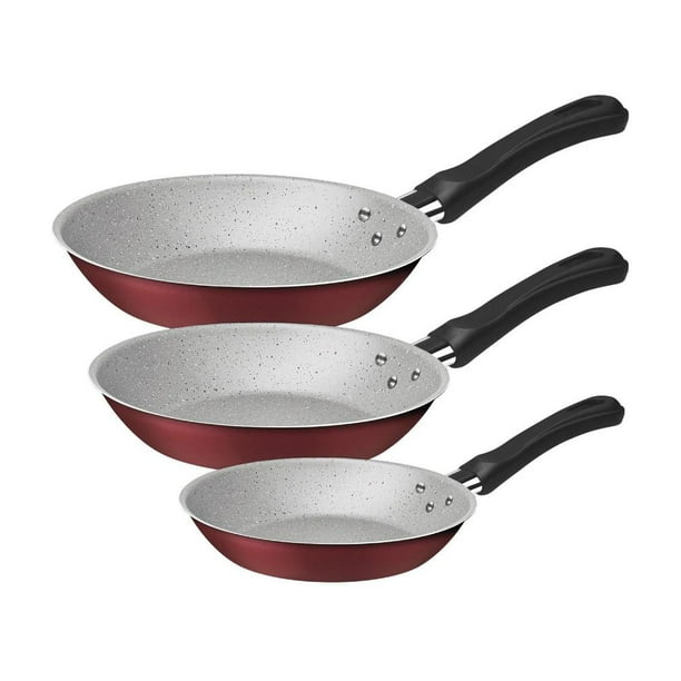 Juego de 3 Sartenes Tramontina de Aluminio Línea Caribe Rojos. 32200-410