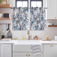 thumbnail image 2 of Palm Leaves Kitchen Curtains Window Panels, Spring Tropical Leaf Botanical Vintage Blue Insulated Window Treatment Curtain, Grommet Curtains for Bedroom/Living Room/Bathroom, 2 Piece 52"Wx45"L, 2 of 8