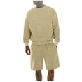 thumbnail image 2 of Short Sets for Men Long Sleeve Crewneck Shirt and Wide Straight Leg Shorts 2 Piece Matching Set Mens Summer Outfits, 2 of 9